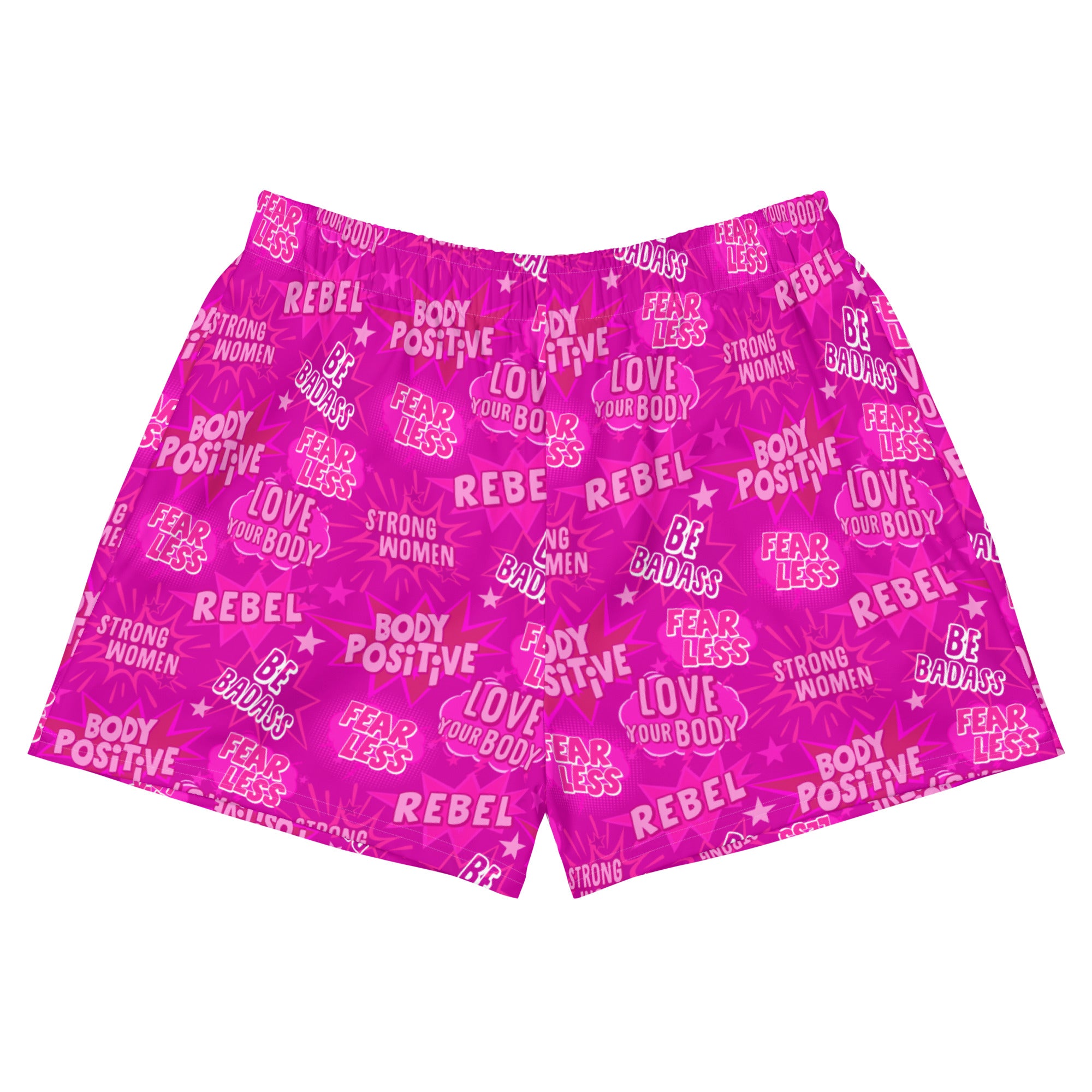 SHE REBEL - Body Positivity Recycled Athletic Shorts in Hot Pink